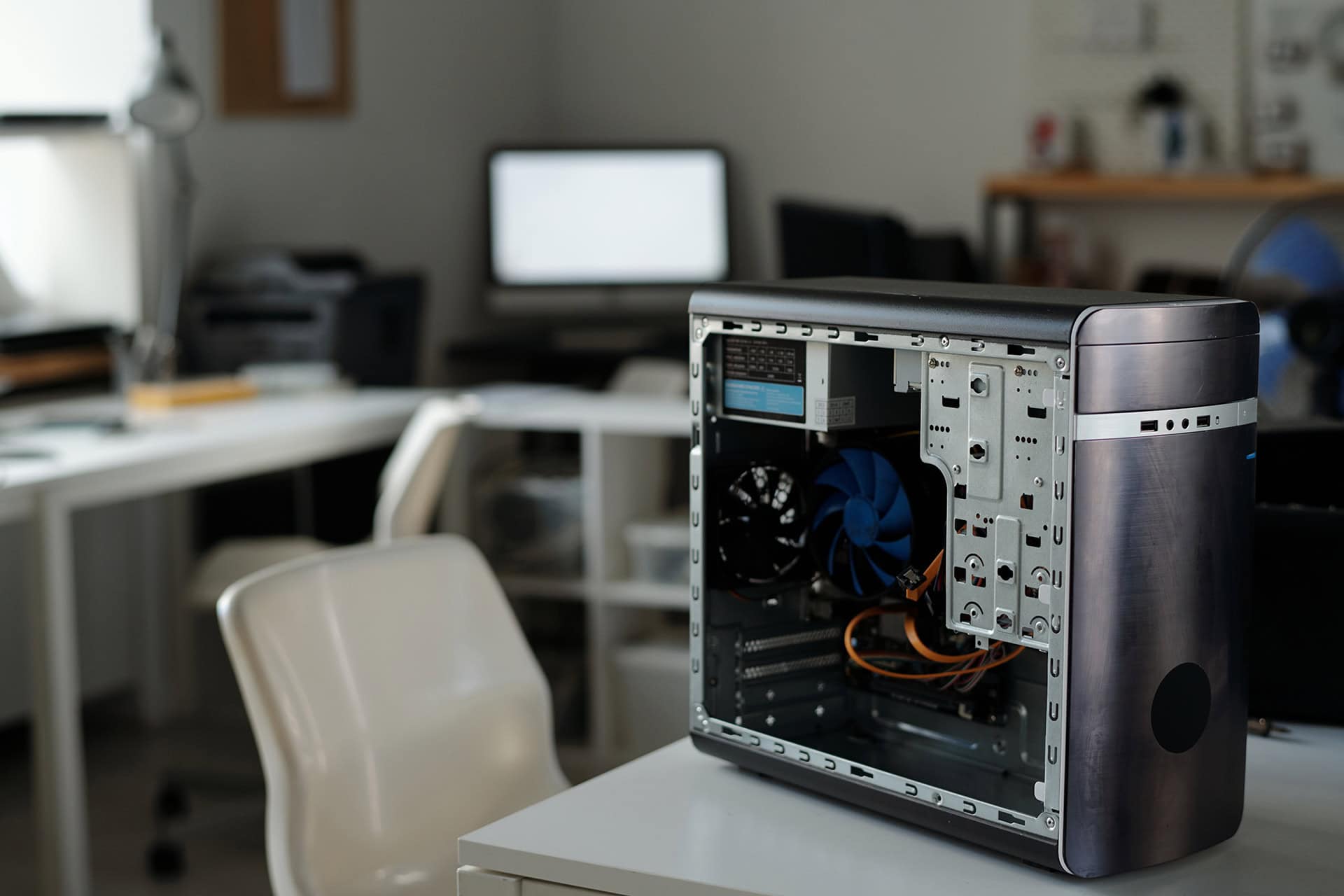 Disassembled computer processor on desk